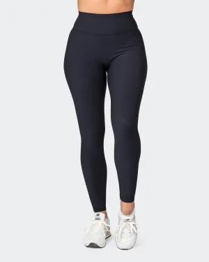 Zero Rise Rib Ankle Length Leggings - Black (Silicone Logo)